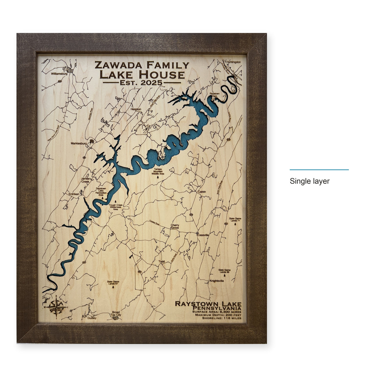 Raystown Lake Zawada wood map — single layer, layer option shown