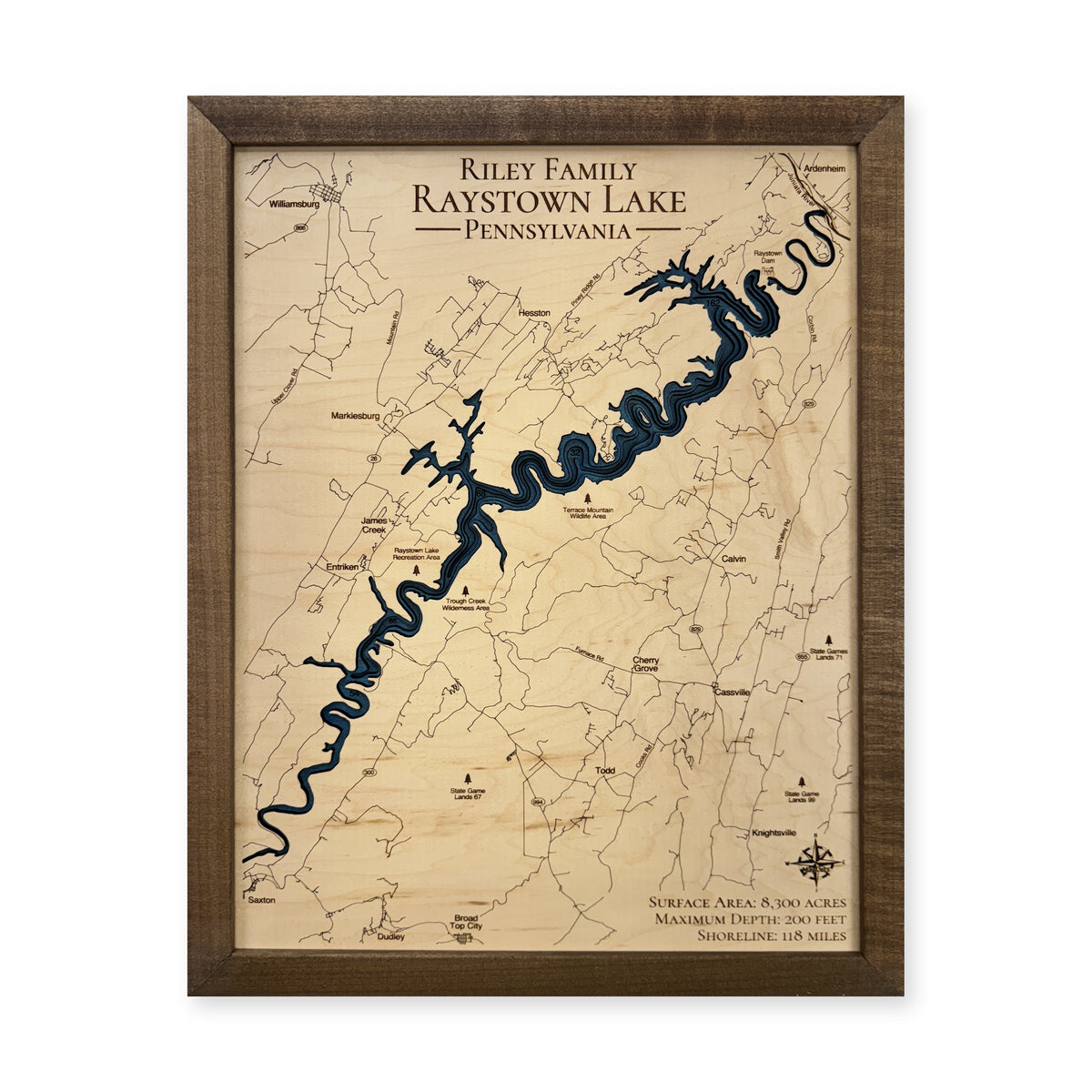 Raystown Riley wood map — multilayer, white background