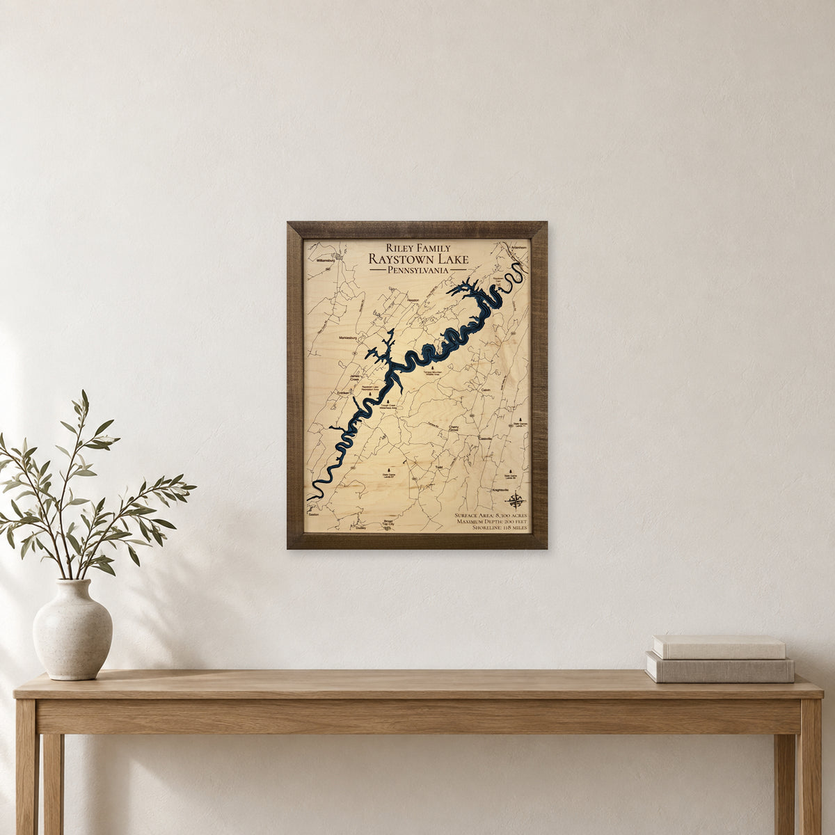Raystown Riley wood map — multilayer, staged room mockup