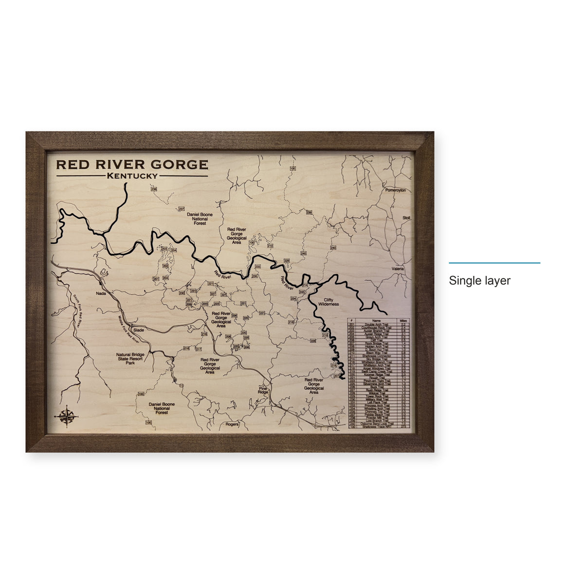 Red River Gorge wood map — single layer, layer option shown