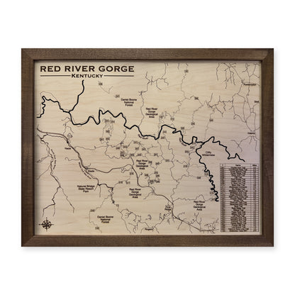 Red River Gorge wood map — single layer, white background