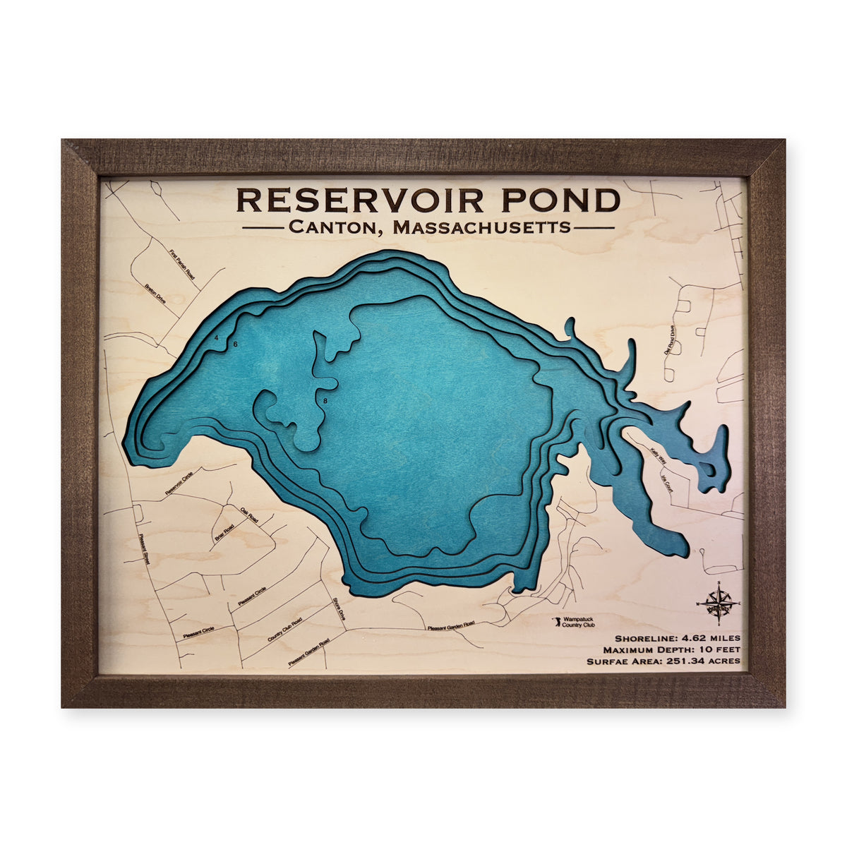 Reservoir Pond wood map — multilayer, white background