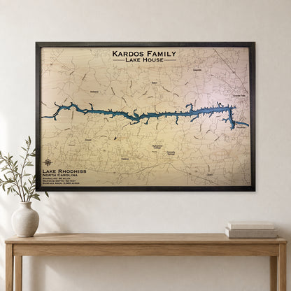 Rhodhiss Kardos wood map — multilayer, staged room mockup