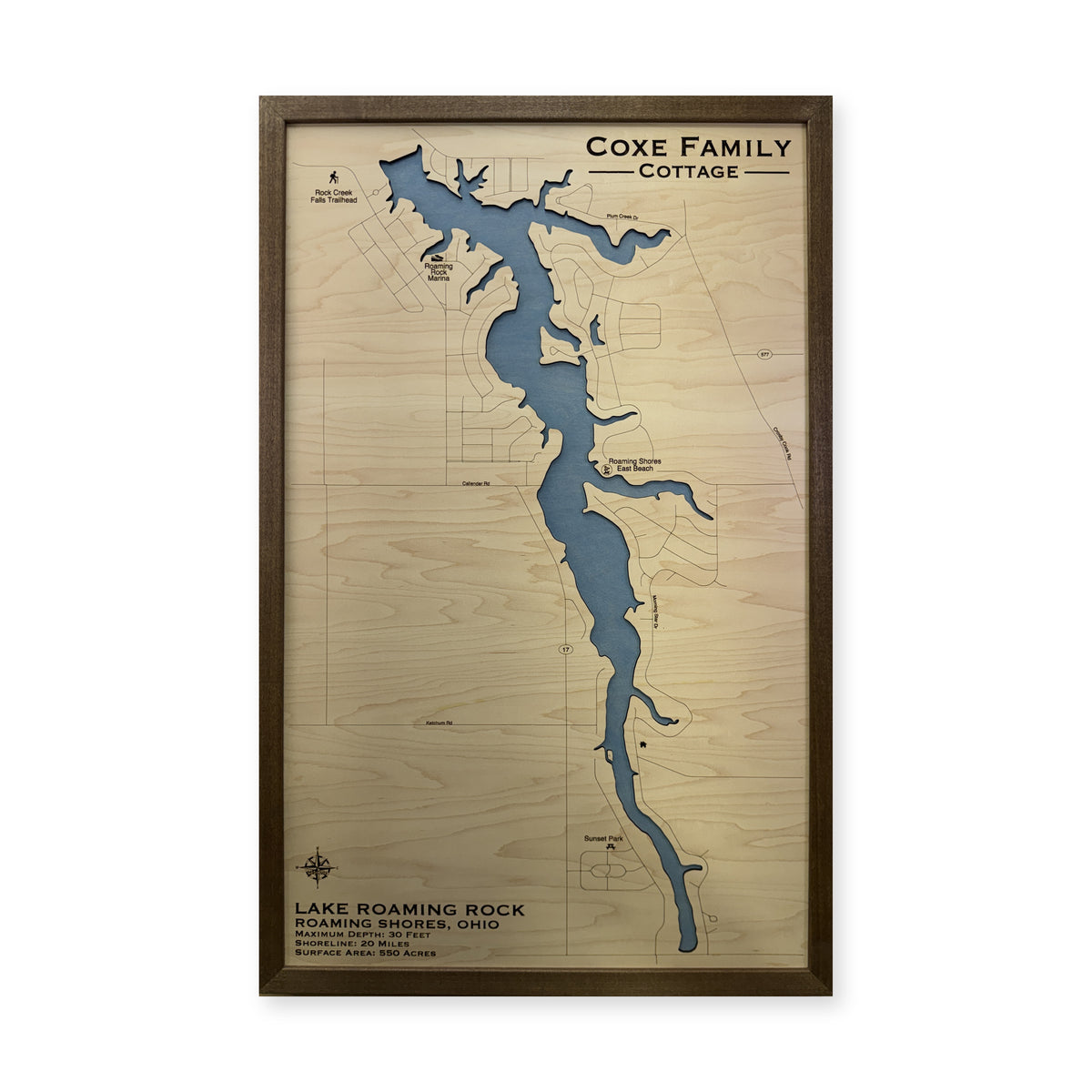 Roaming Rock Coxe wood map — single layer, white background