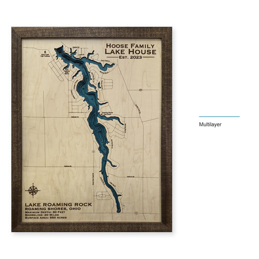 Lake Roaming Rock, Roaming Shores, OH, Wood Map — multilayer example, layer option shown