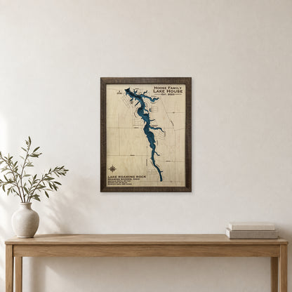 Lake Roaming Rock, Roaming Shores, OH, Wood Map — multilayer example, staged room mockup