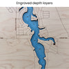 close up image of engraved water layers. 
