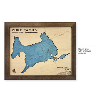 Rockabema Lake wood map — single layer with engraved contours, layer option shown