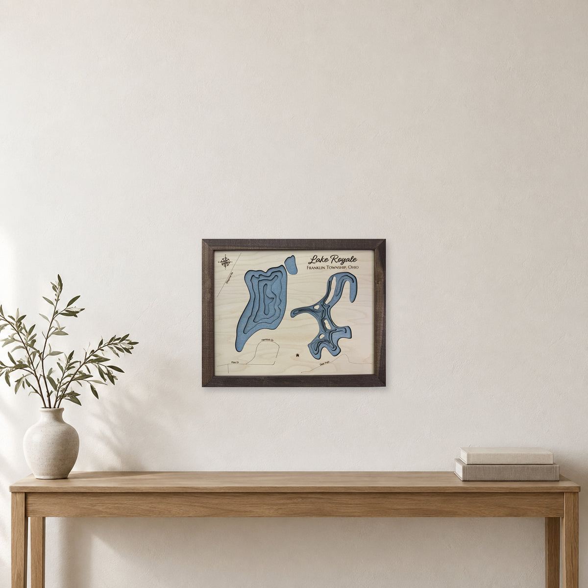 Royale Multi wood map — multilayer, staged room mockup