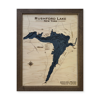 Rushford Lake wood map — multilayer, white background