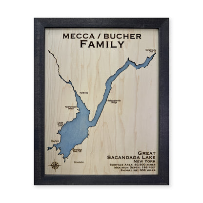 Sacandaga Mecca Bucher wood map — single layer, white background