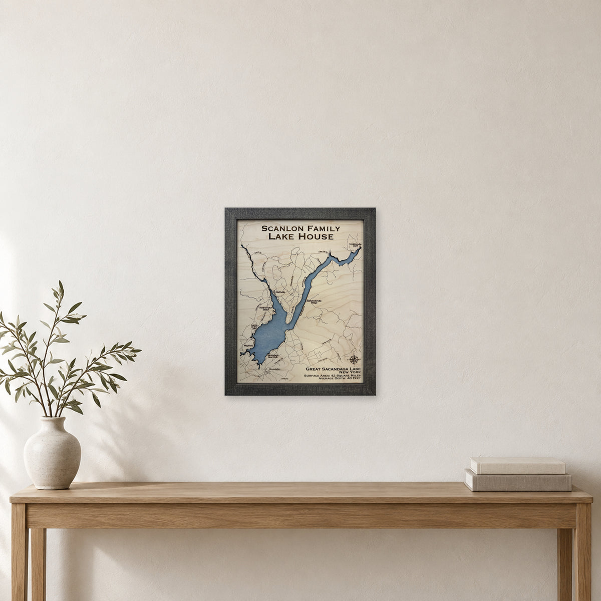 Sacandaga Scanlon wood map — single layer, staged room mockup