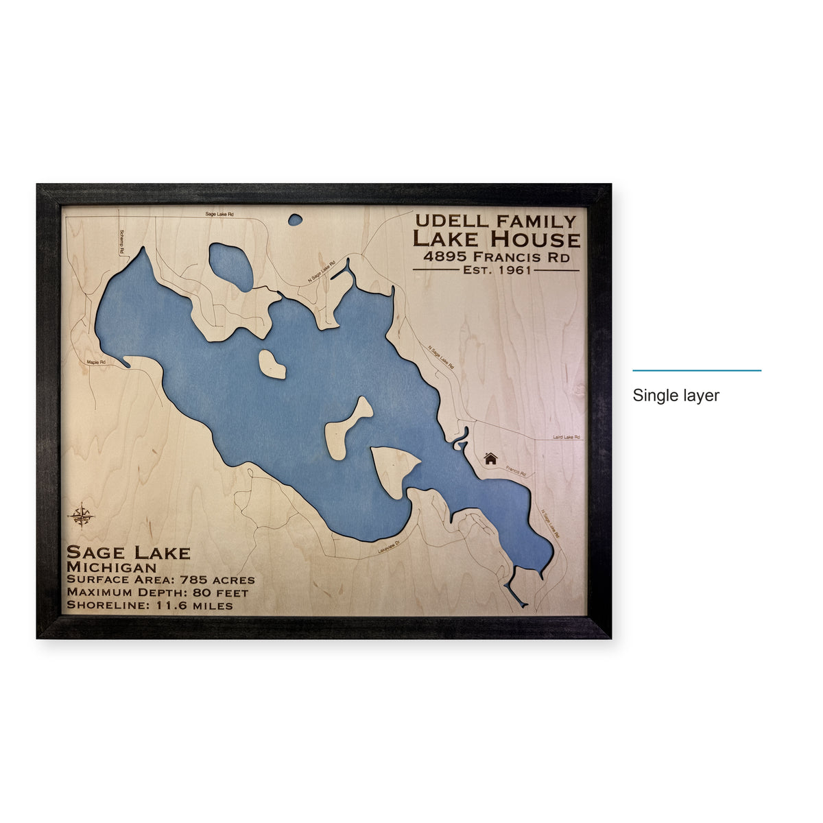 Sage Udell wood map — single layer, layer option shown