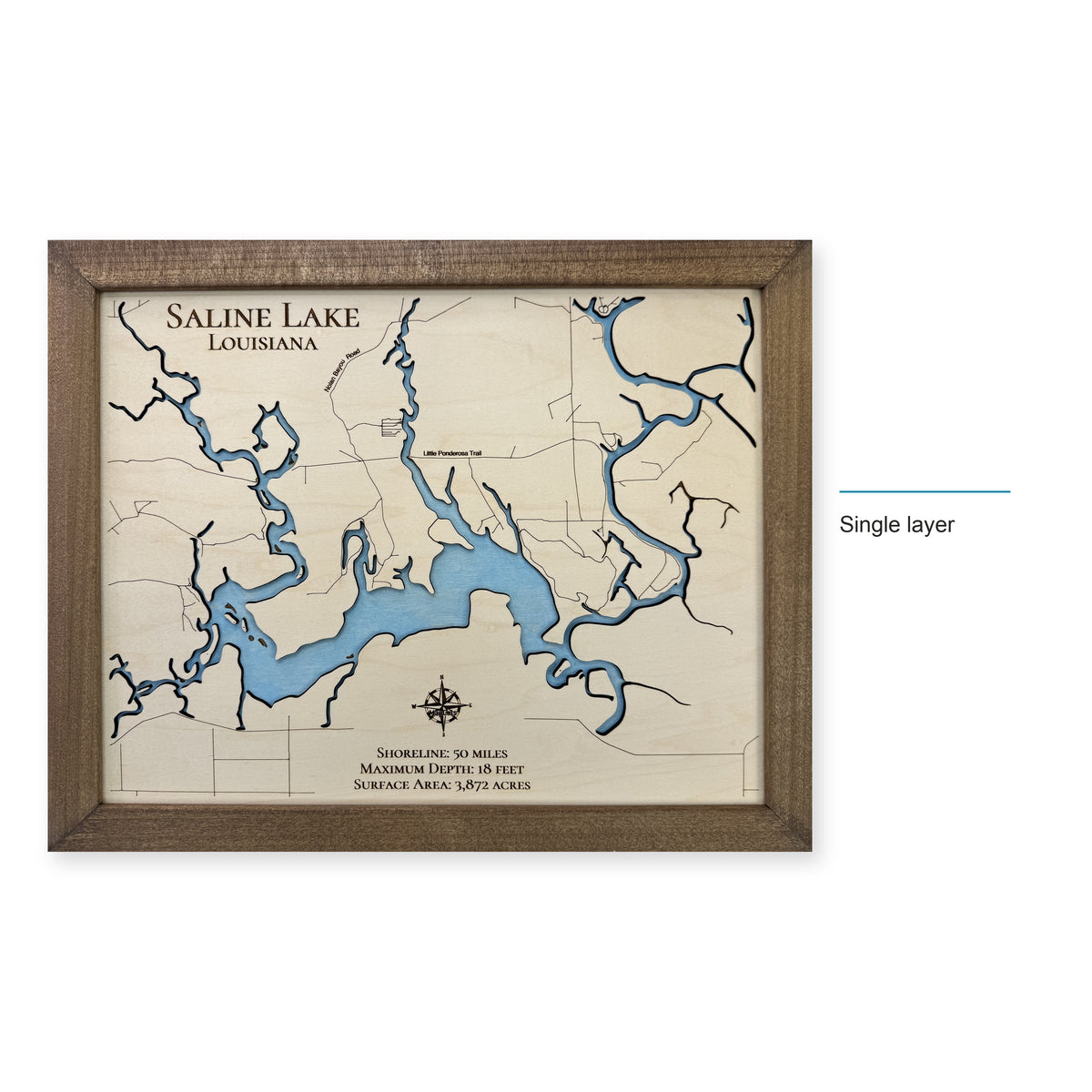Saline Louisiana wood map — single layer, layer option shown