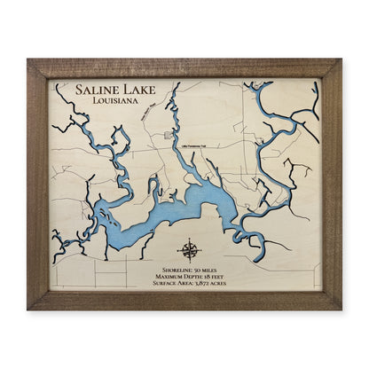 Saline Louisiana wood map — single layer, white background