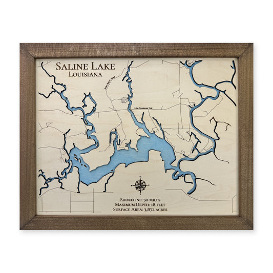 Saline Louisiana wood map — single layer, white background