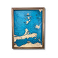 Sandusky Bay and Lake Erie Islands wooden map on white background.