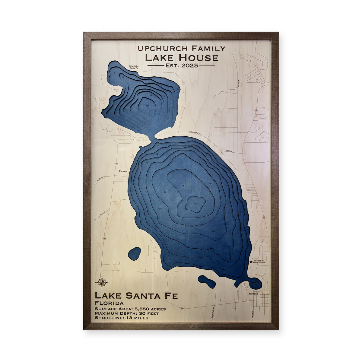 Santa Fe Upchurch wood map — multilayer, white background