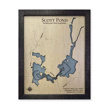 Scott Pond Multi wood map — multilayer, white background