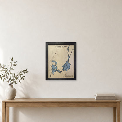 Scott Pond Multi wood map — multilayer, staged room mockup