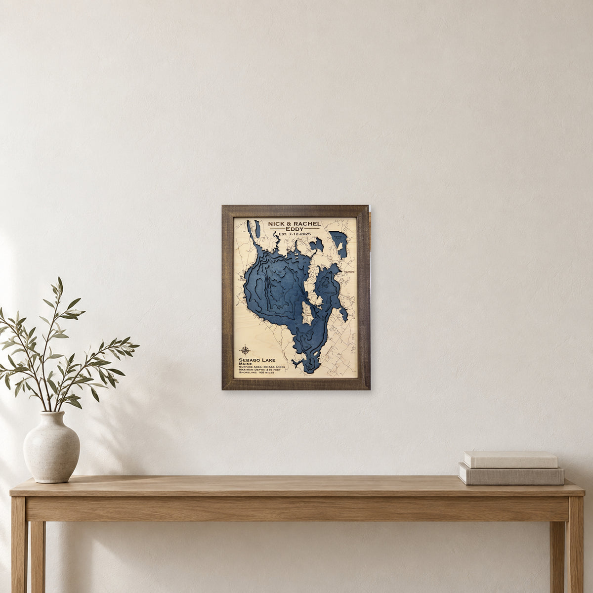 Sebago Lake, Wood Map — multilayer example, staged room mockup