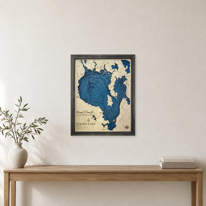 Sebago Grant wood map — multilayer, staged room mockup