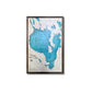 Sebago Lake multilayer map with light blue stain and a brown frame. 