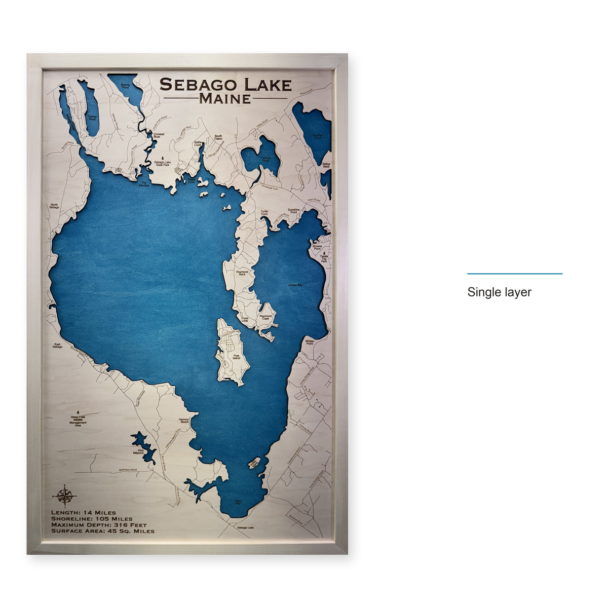 Sebago Natural Single wood map — single layer, layer option shown