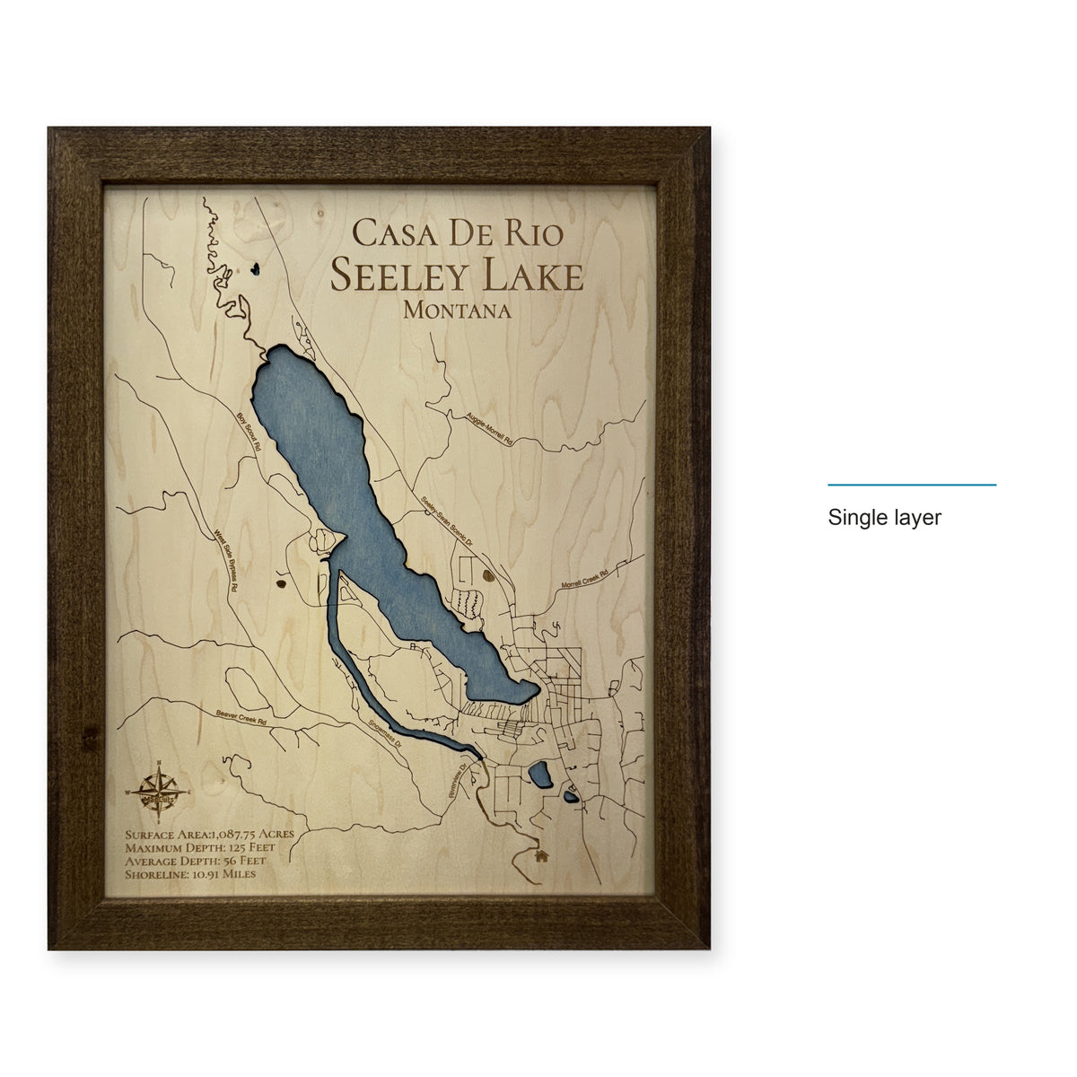 Seeley Lake Casa wood map — single layer, layer option shown