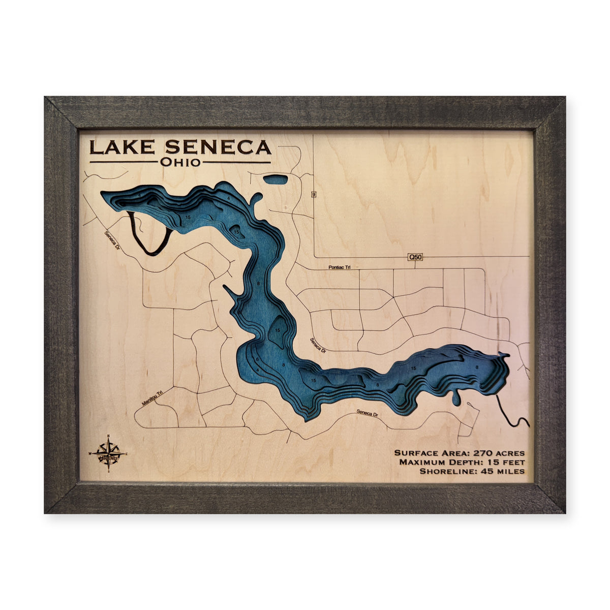 Seneca Ohio Charcoal wood map — multilayer, white background