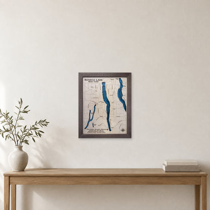 Seneca Trivedi wood map — multilayer, staged room mockup