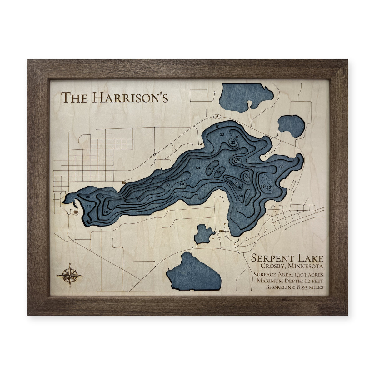 Serpent Harrison wood map — multilayer, white background