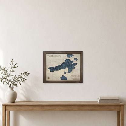 Serpent Harrison wood map — multilayer, staged room mockup