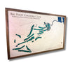 Sideview of a framed wooden golf map of Big Foot Country Club.