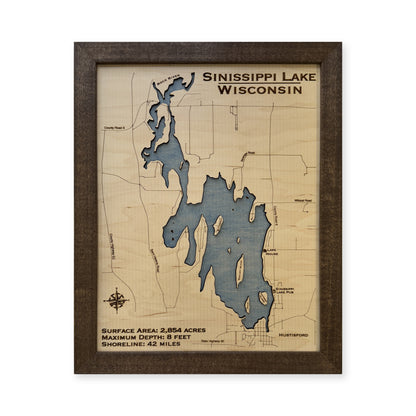 Sinissippi Lake wood map — single layer, white background