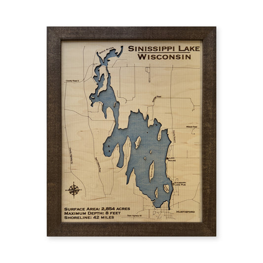 Sinissippi Lake wood map — single layer, white background