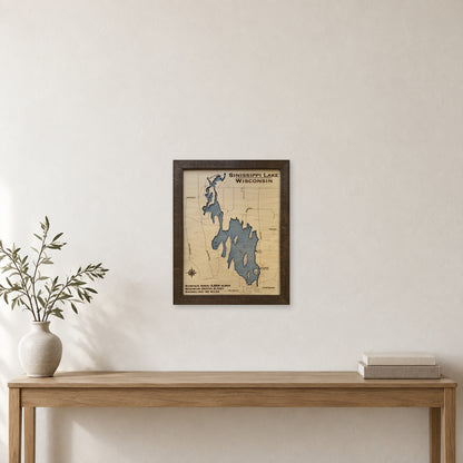 Sinissippi Lake wood map — single layer, staged room mockup