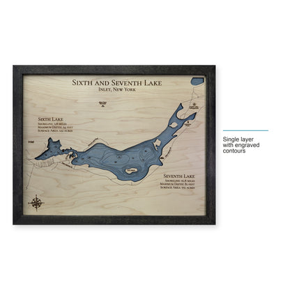 Sixth Seventh Dinatale wood map — single layer with engraved contours, layer option shown