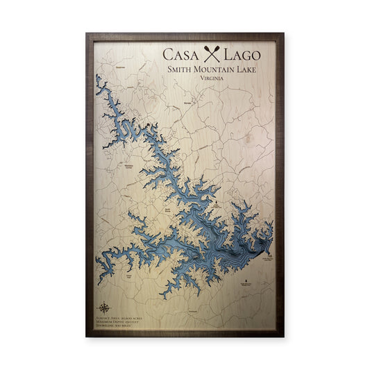 Smith Mountain Lake Wood Map — multilayer example, on a white background