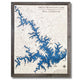 Multi water layer wooden map of Smith Mountain Lake, Virginia, with a wooden frame.