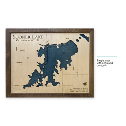 Sooner Lake wood map — single layer with engraved contours, layer option shown