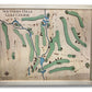 A wooden map of Southern Hills Golf Course with a natural colored frame.