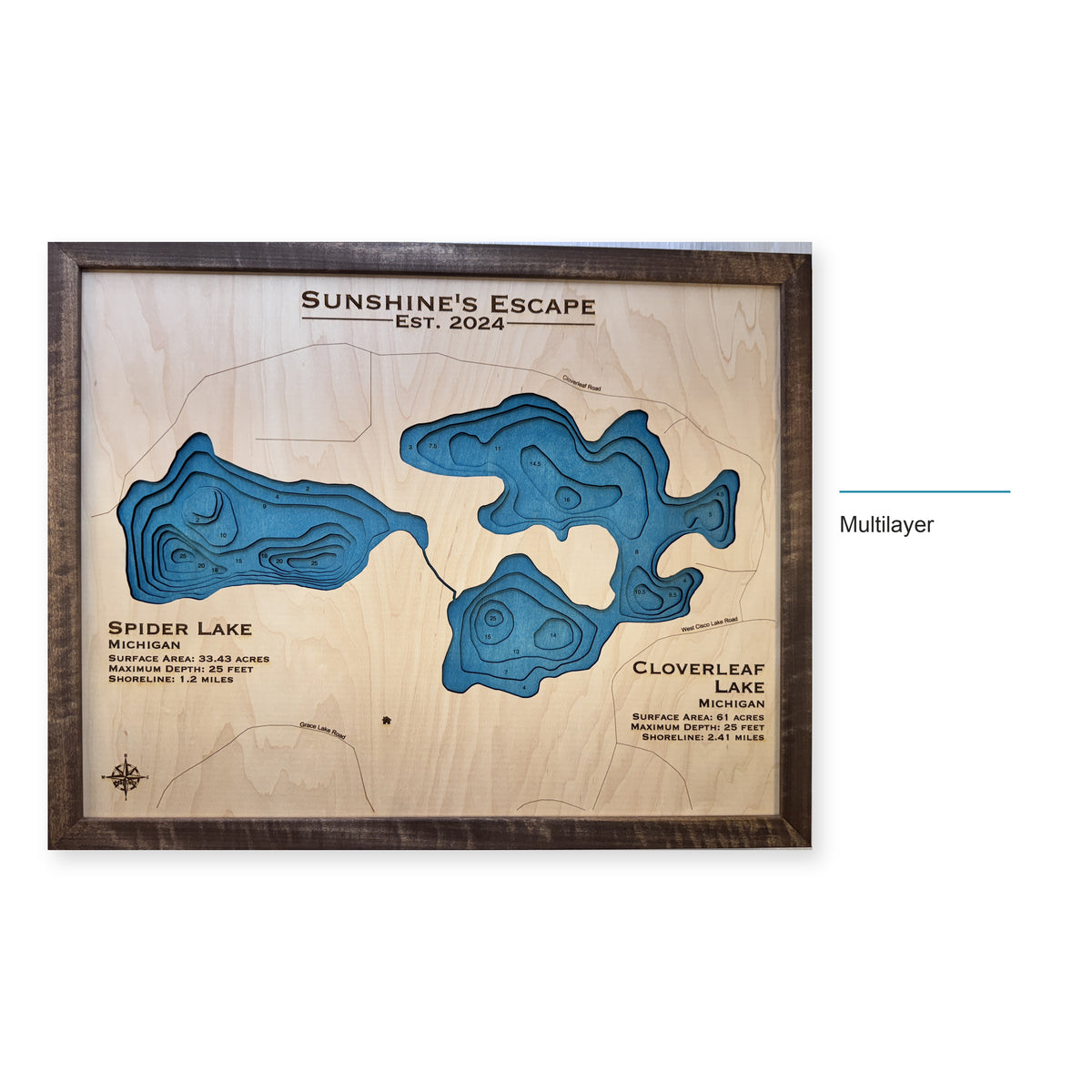 Spider Cloverleaf Sunshine wood map — multilayer, layer option shown
