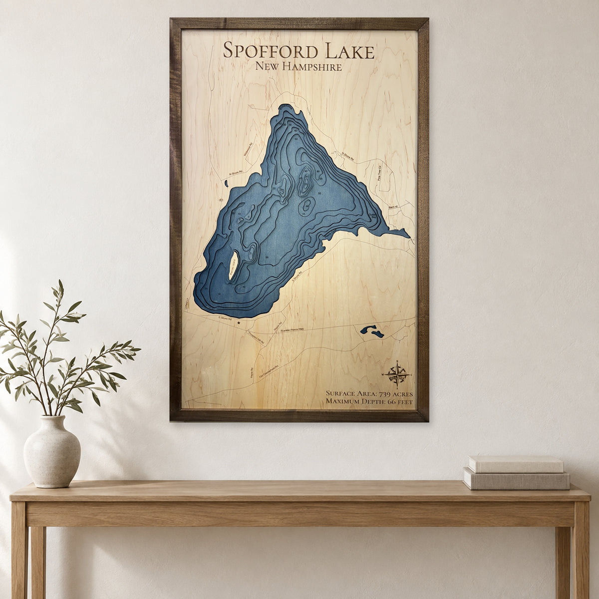 Spofford Multi wood map — multilayer, staged room mockup