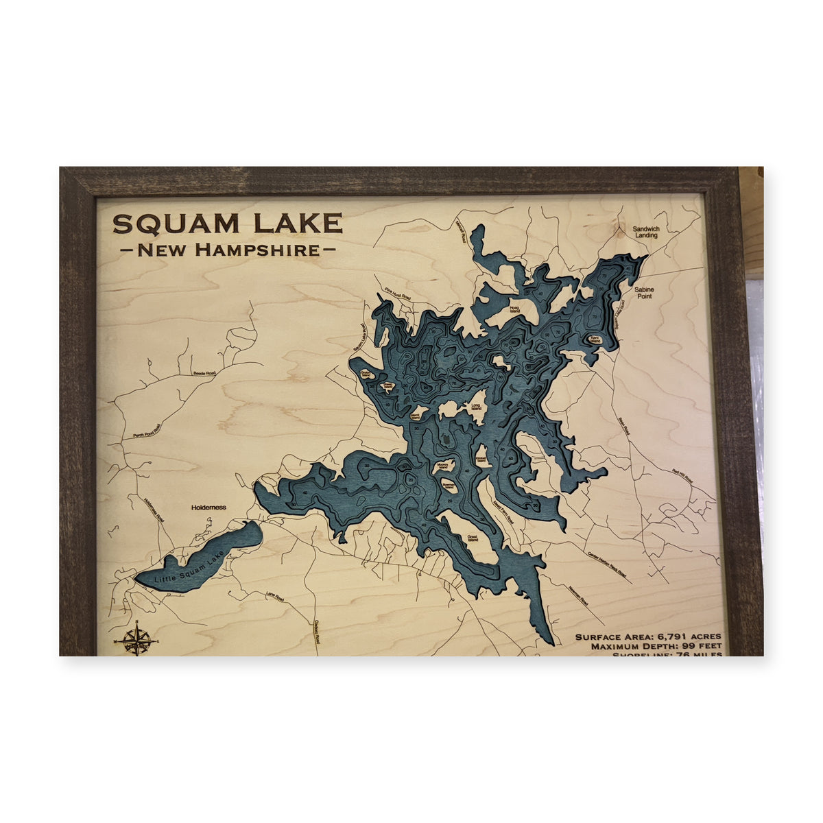 Squam Walnut wood map — multilayer, white background
