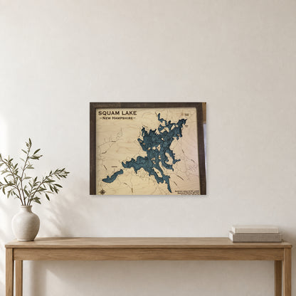 Squam Walnut wood map — multilayer, staged room mockup