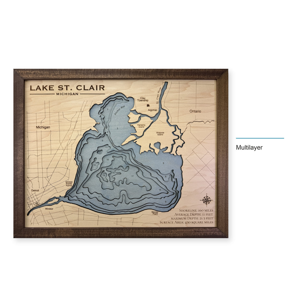 St Clair Walnut wood map — multilayer, layer option shown