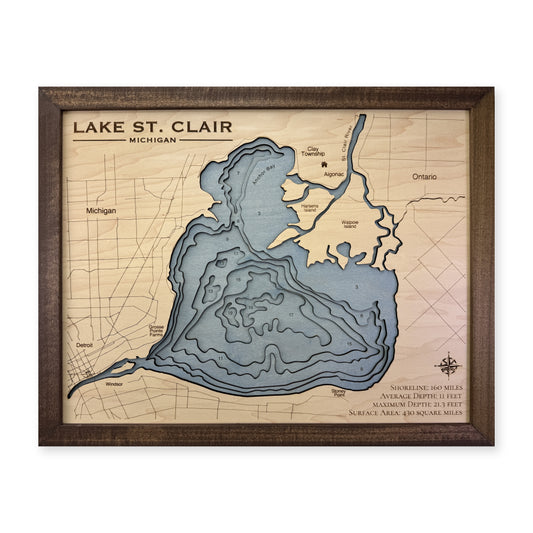 St Clair Walnut wood map — multilayer, white background