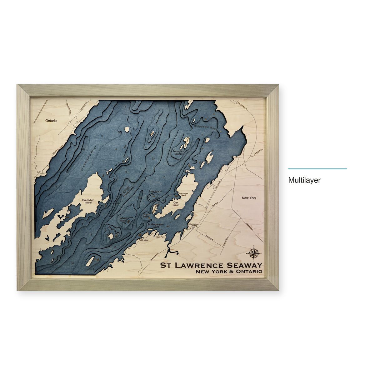 St Lawrence Seaway wood map — multilayer, layer option shown