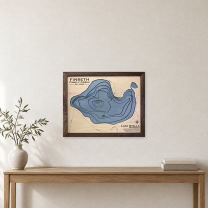Stella Finseth wood map — multilayer, staged room mockup